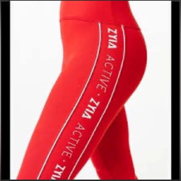Zyia Active Red Logo Stripe Light n Tight leggings - Picture 1 of 7